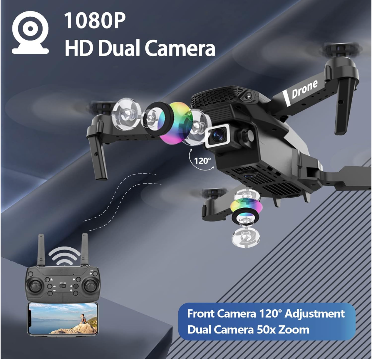 Drone with Camera Foldable Mini Drone for Kids Boys Beginners Toys Drone Gestures Selfie One Key Start 360° Flips