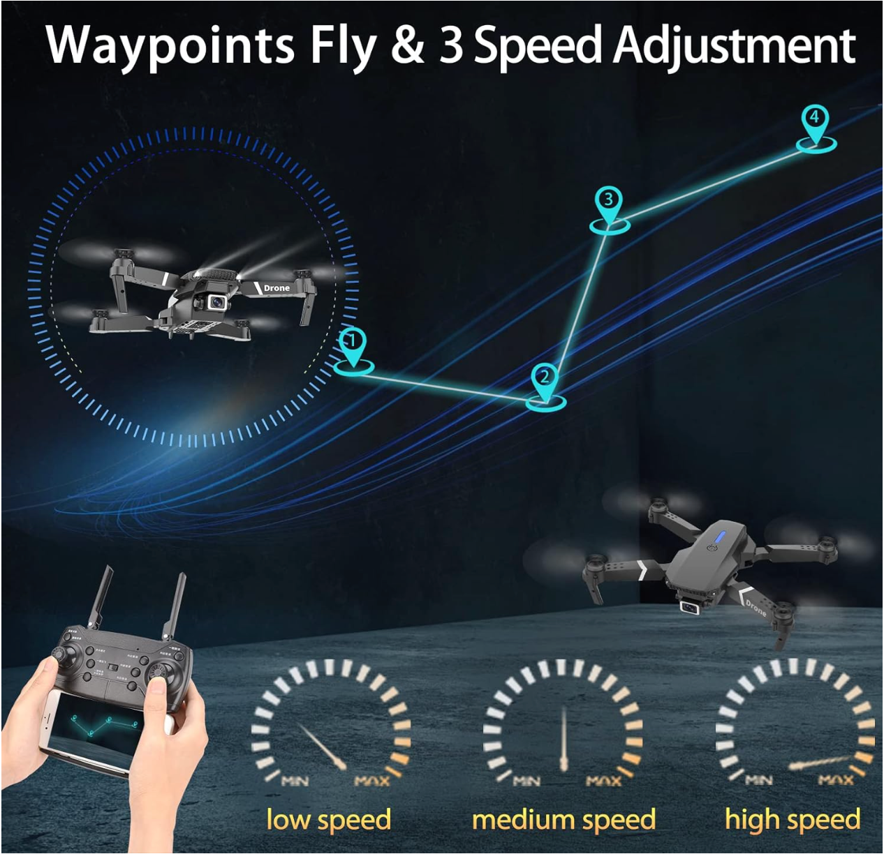 Drone with Camera Foldable Mini Drone for Kids Boys Beginners Toys Drone Gestures Selfie One Key Start 360° Flips