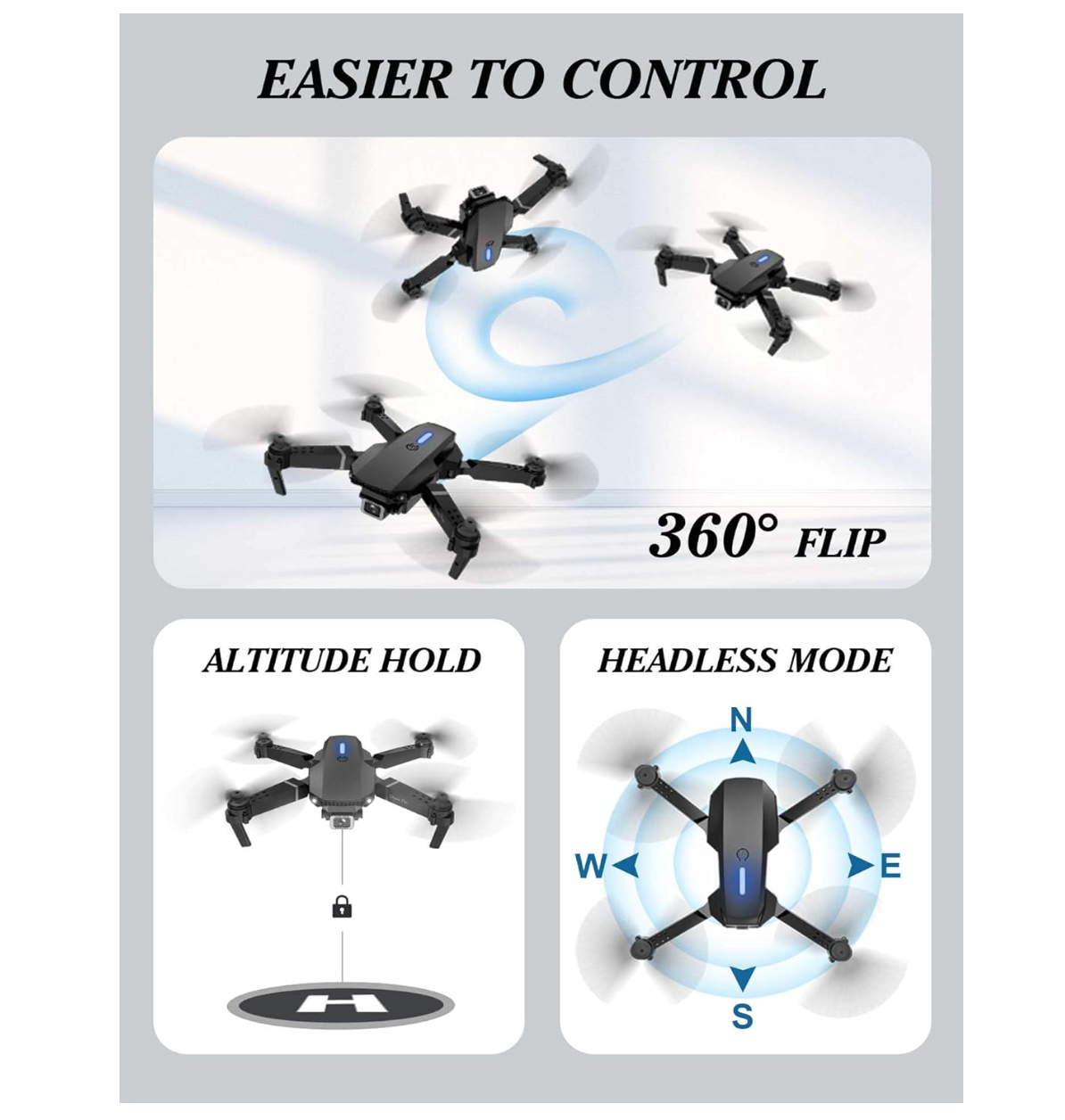 Drone with Camera Foldable Mini Drone for Kids Boys Beginners Toys Drone Gestures Selfie One Key Start 360° Flips